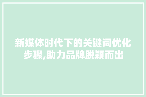 新媒体时代下的关键词优化步骤,助力品牌脱颖而出