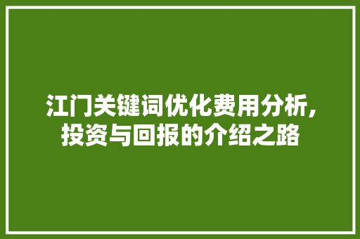 江门关键词优化费用分析,投资与回报的介绍之路