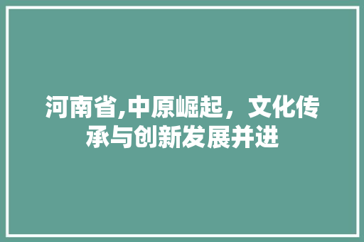 河南省,中原崛起，文化传承与创新发展并进