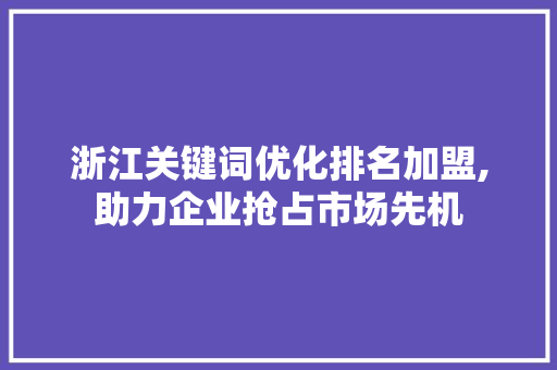 浙江关键词优化排名加盟,助力企业抢占市场先机