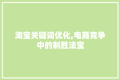 淘宝关键词优化,电商竞争中的制胜法宝