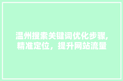 温州搜索关键词优化步骤,精准定位，提升网站流量