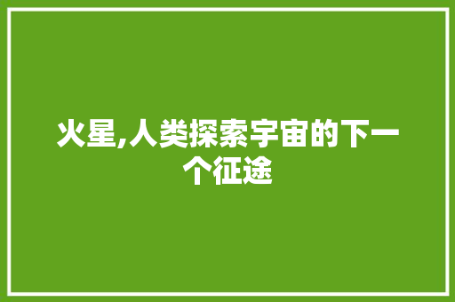 火星,人类探索宇宙的下一个征途