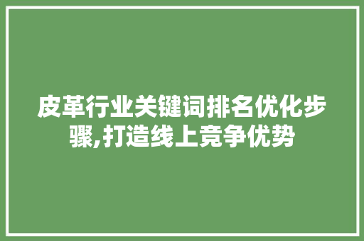 皮革行业关键词排名优化步骤,打造线上竞争优势