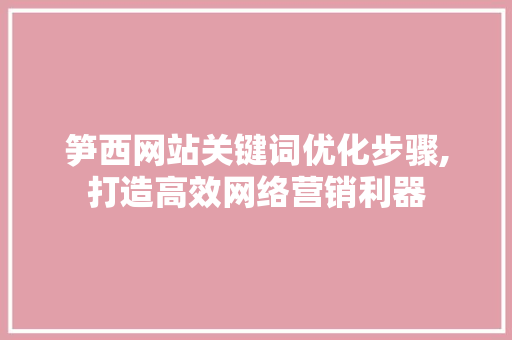 笋西网站关键词优化步骤,打造高效网络营销利器