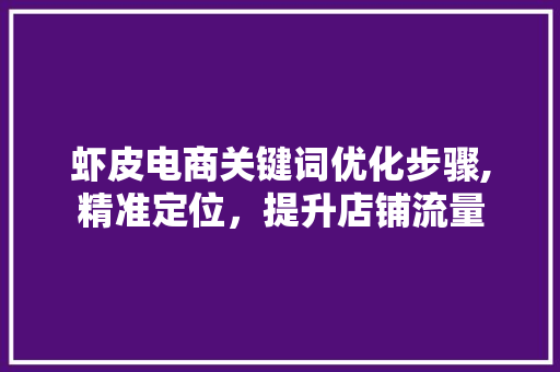 虾皮电商关键词优化步骤,精准定位，提升店铺流量 电脑配置