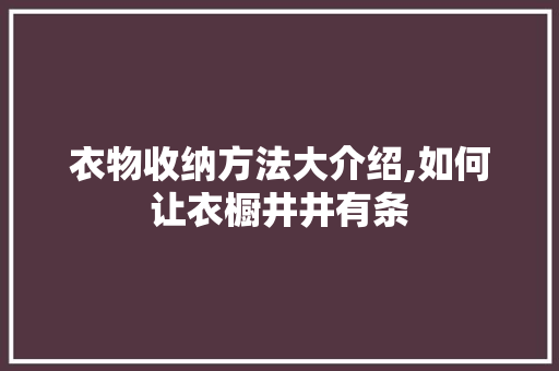 衣物收纳方法大介绍,如何让衣橱井井有条