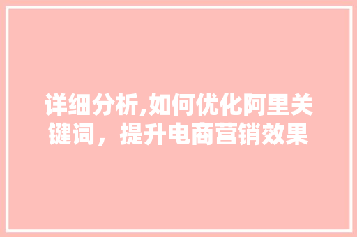 详细分析,如何优化阿里关键词，提升电商营销效果