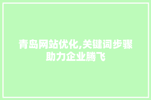 青岛网站优化,关键词步骤助力企业腾飞