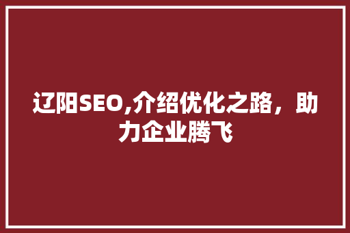 辽阳SEO,介绍优化之路，助力企业腾飞
