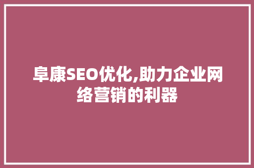 阜康SEO优化,助力企业网络营销的利器