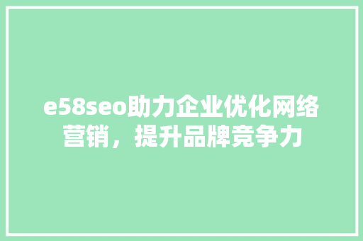 e58seo助力企业优化网络营销，提升品牌竞争力