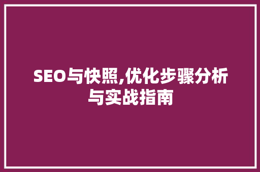 SEO与快照,优化步骤分析与实战指南 编程语言 SEO与快照,优化步骤分析与实战指南 编程语言