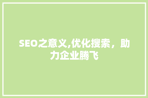 SEO之意义,优化搜索，助力企业腾飞