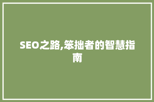 SEO之路,笨拙者的智慧指南 网络技术