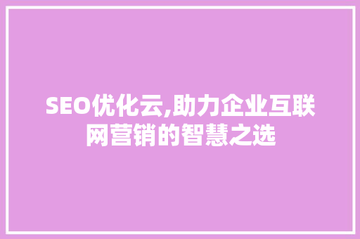 SEO优化云,助力企业互联网营销的智慧之选