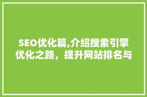 SEO优化篇,介绍搜索引擎优化之路，提升网站排名与用户体验