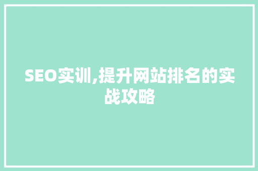 SEO实训,提升网站排名的实战攻略