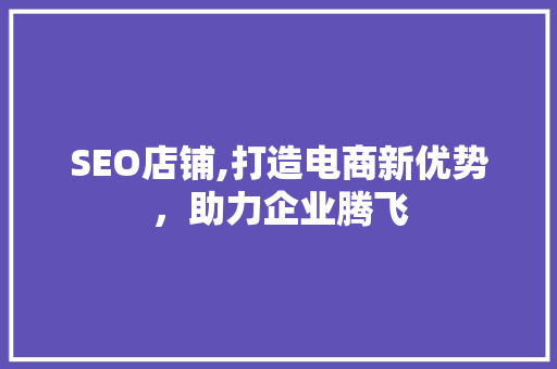 SEO店铺,打造电商新优势，助力企业腾飞