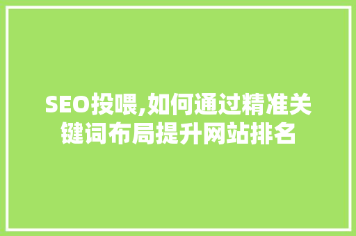 SEO投喂,如何通过精准关键词布局提升网站排名 电脑故障维修