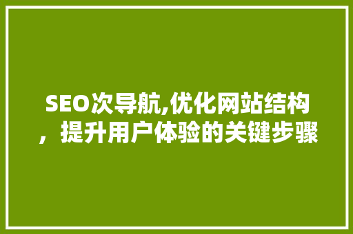 SEO次导航,优化网站结构，提升用户体验的关键步骤 电脑基础
