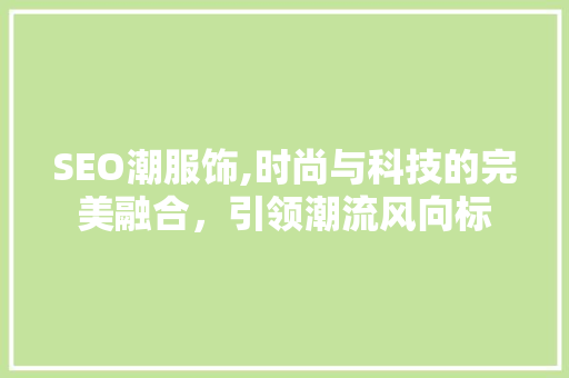 SEO潮服饰,时尚与科技的完美融合，引领潮流风向标