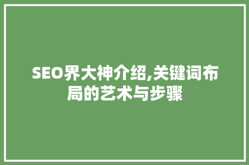 SEO界大神介绍,关键词布局的艺术与步骤 电脑配置