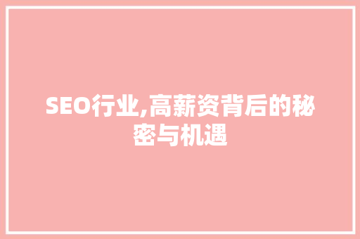 SEO行业,高薪资背后的秘密与机遇