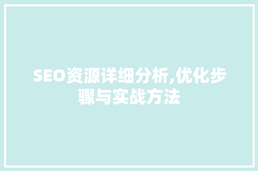 SEO资源详细分析,优化步骤与实战方法
