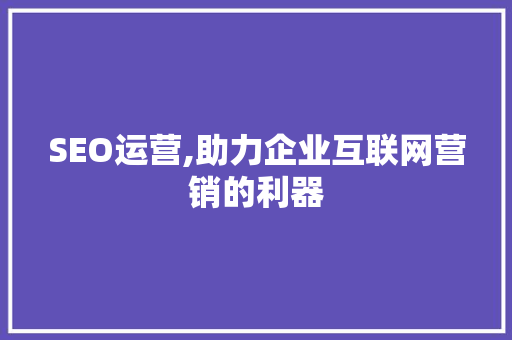 SEO运营,助力企业互联网营销的利器