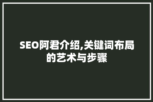 SEO阿君介绍,关键词布局的艺术与步骤