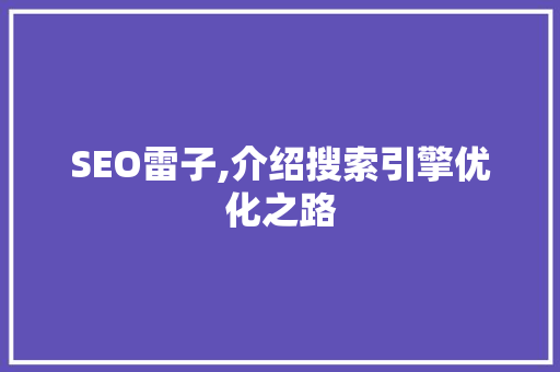 SEO雷子,介绍搜索引擎优化之路 编程语言