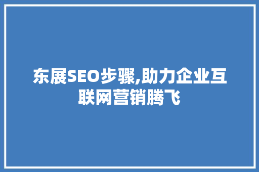 东展SEO步骤,助力企业互联网营销腾飞 电脑故障维修