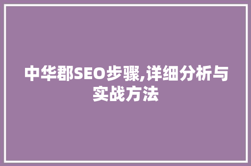 中华郡SEO步骤,详细分析与实战方法
