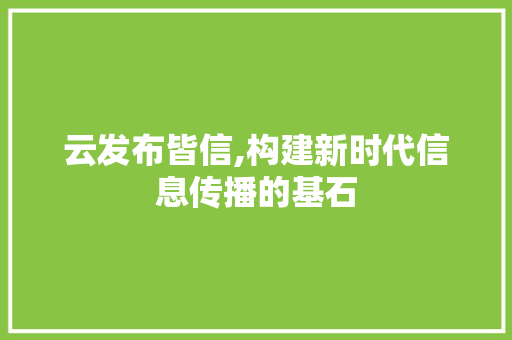 云发布皆信,构建新时代信息传播的基石