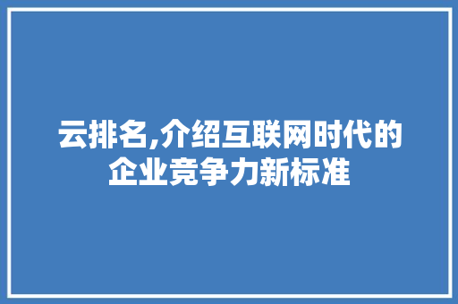 云排名,介绍互联网时代的企业竞争力新标准