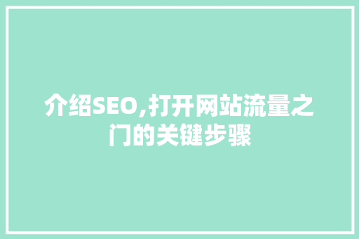 介绍SEO,打开网站流量之门的关键步骤