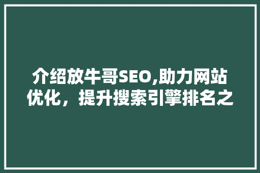 介绍放牛哥SEO,助力网站优化,提升搜索引擎排名之路 电脑基础 介绍放牛哥SEO,助力网站优化,提升搜索引擎排名之路 电脑基础