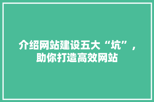 介绍网站建设五大“坑”，助你打造高效网站