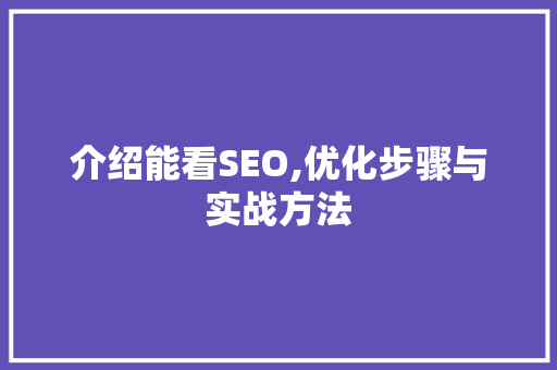 介绍能看SEO,优化步骤与实战方法