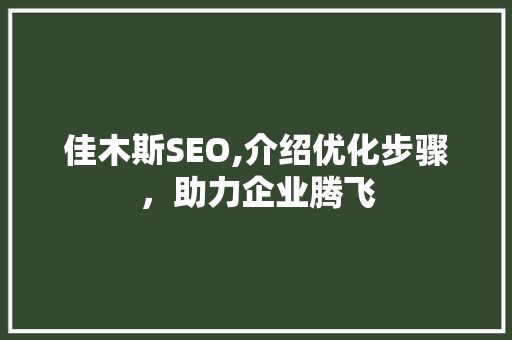 佳木斯SEO,介绍优化步骤，助力企业腾飞