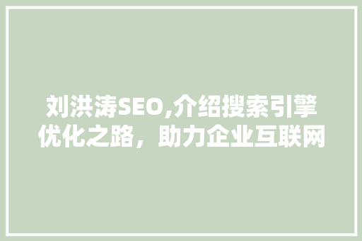 刘洪涛SEO,介绍搜索引擎优化之路，助力企业互联网营销腾飞