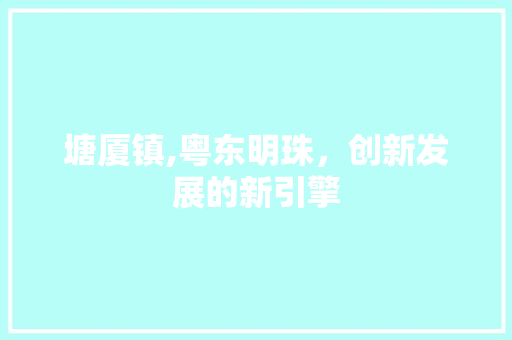 塘厦镇,粤东明珠，创新发展的新引擎