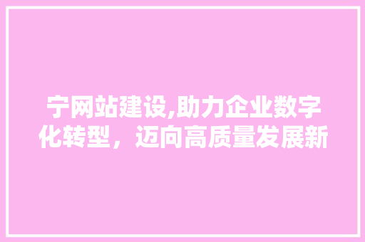 宁网站建设,助力企业数字化转型,迈向高质量发展新阶段 宁网站建设,助力企业数字化转型,迈向高质量发展新阶段
