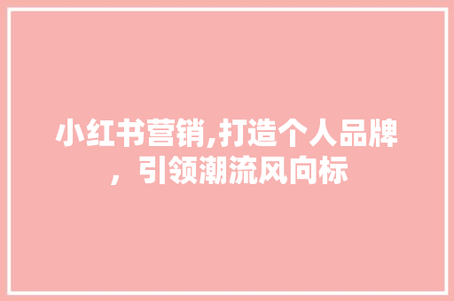 小红书营销,打造个人品牌,引领潮流风向标 小红书营销,打造个人品牌,引领潮流风向标