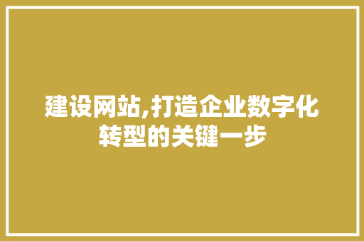 建设网站,打造企业数字化转型的关键一步 电脑基础