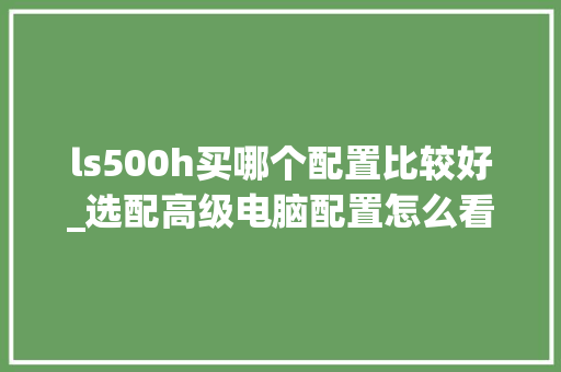 ls500h买哪个配置比较好_选配高级电脑配置怎么看的