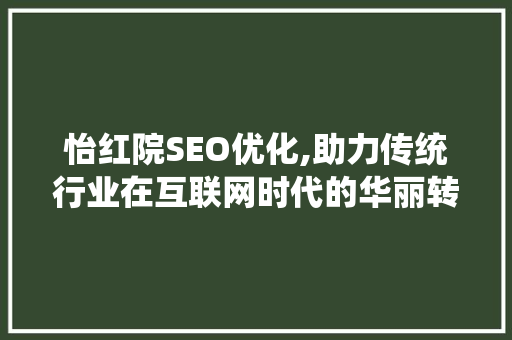 怡红院SEO优化,助力传统行业在互联网时代的华丽转身