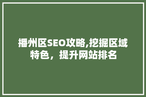 播州区SEO攻略,挖掘区域特色，提升网站排名