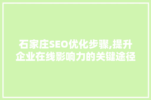 石家庄SEO优化步骤,提升企业在线影响力的关键途径